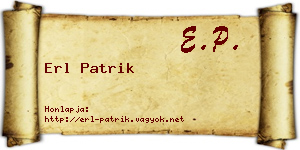 Erl Patrik névjegykártya